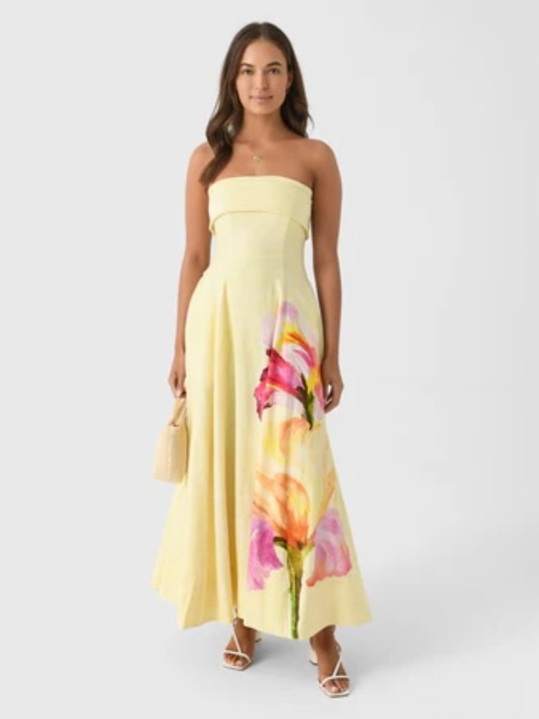 Nicholas The Label Melody Floral Linen-Blend Sleeveless Midi-Dress